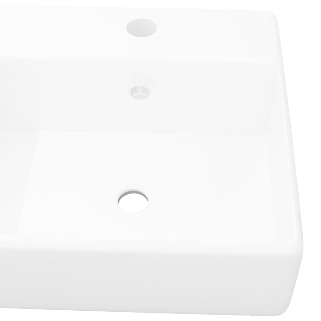 NNEVL Ceramic Basin Square with Overflow and Faucet Hole 41 x 41 cm