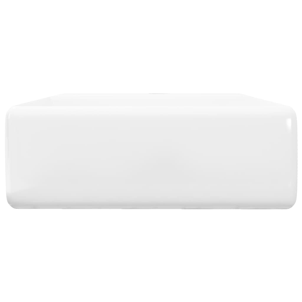 NNEVL Ceramic Basin Square with Overflow and Faucet Hole 41 x 41 cm