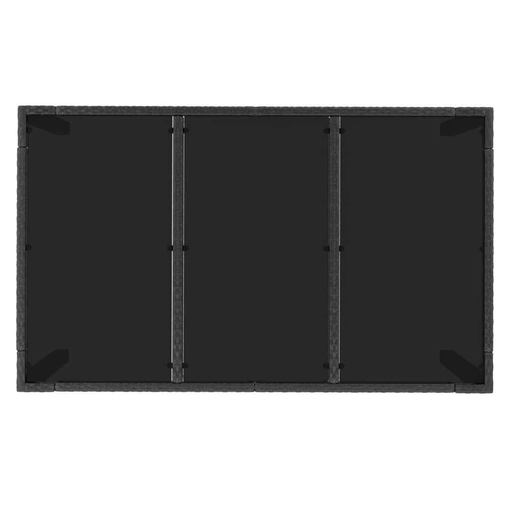 NNEVL Garden Table with Glass Top Black 150x90x75 cm Poly Rattan