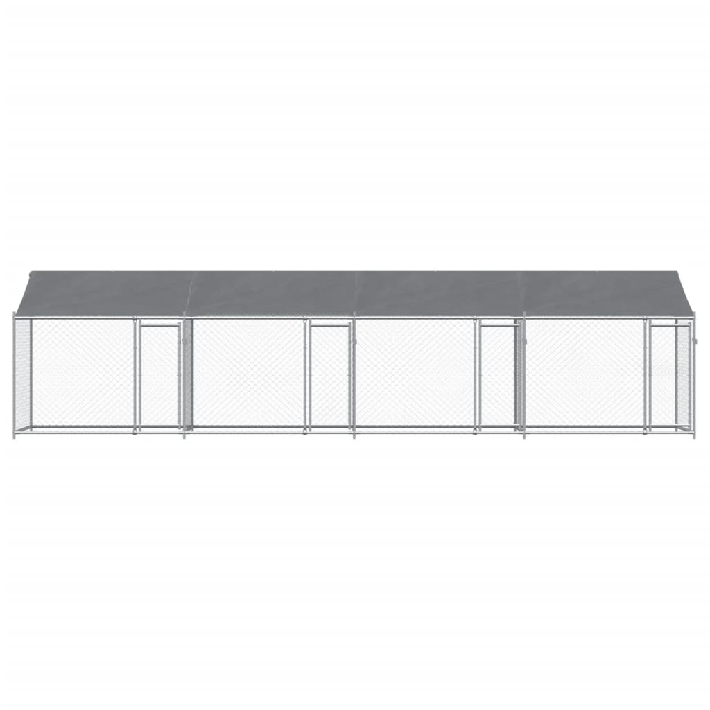 NNEVL Dog Cage with Roof and Doors Grey 8x2x2 m Galvanised Steel