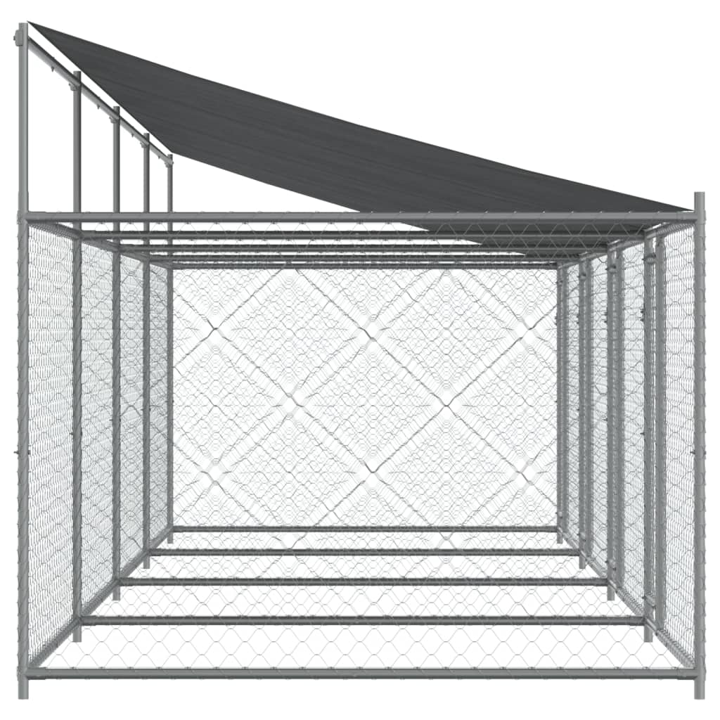 NNEVL Dog Cage with Roof and Doors Grey 8x2x2 m Galvanised Steel