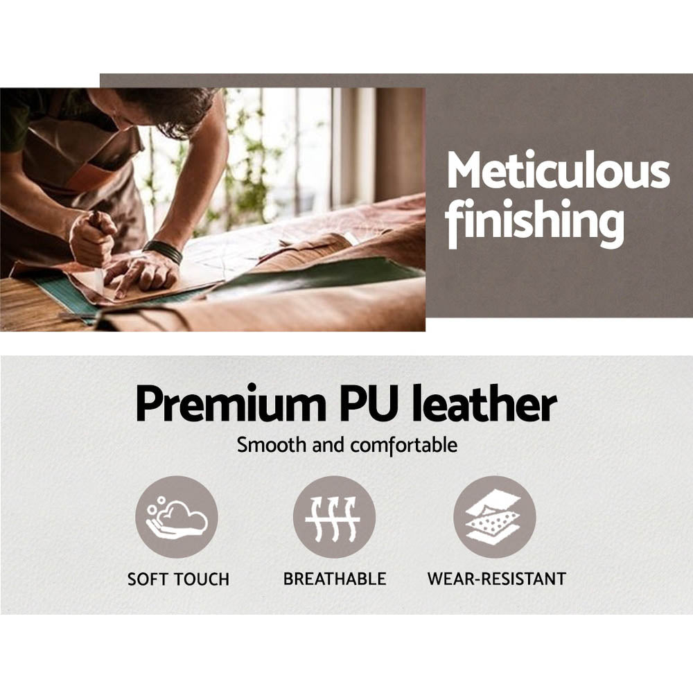 NNEDSZ Wooden & PU Leather Office Desk Chair - White