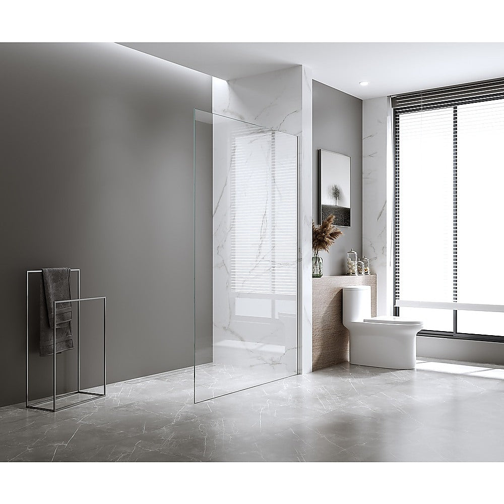 NNEDSZ 120x200cm Single Shower Glass Screen with Chrome Wall Channel